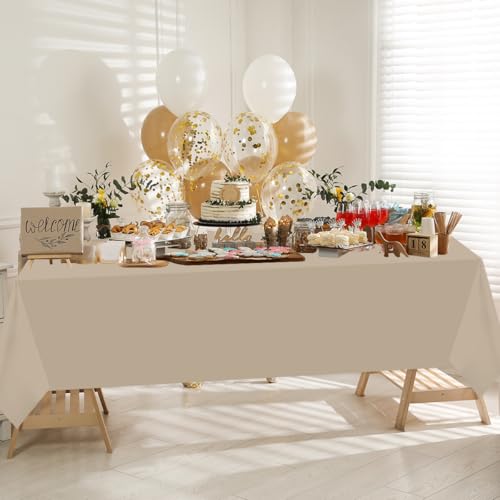 CMUSKO 54 x 108 Inch Boho Tablecloths-5Pcs Gradient Brown Neutral Disposable Plastic Table Covers for Baby Shower,Birthday,Wedding - color: Boho