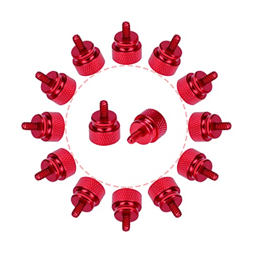 HELIFOUNER 10 Pieces 6-32 Thread, Red Color Anodized Aluminum Computer Case Thumbscrews, Thumb Screws for Computer Case/Cover/Power Supply/Hard Drives - color: Red (10 Pieces)