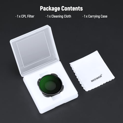 NEEWER Rotating CPL Filter for Hero 13, Multicoated HD Optical Glass Action Camera Adjustable Circular Polarizer Polarizing Filter Compatible with GoPro Hero 13 12 11 10 9, FL-GP23
