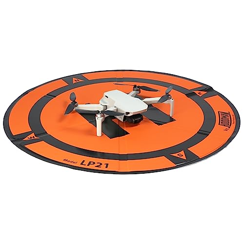 Hoodman Weighted Trifold UAV Drone Landing Pad LP21 fits Mini 4 Pro, mini 3 pro, mavic and spark. Durable, No Stakes Required, collapses to one sixth of deployed size - size: 1.9 Foot Tri-fold Pad