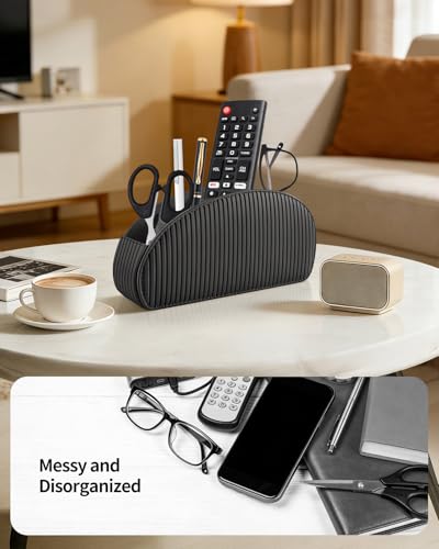 SITHON Remote Control Holder with 5 Compartments - color: Stripe-Black, size: Small