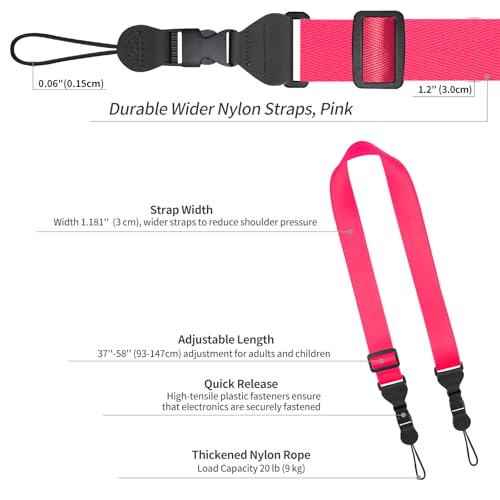 FIEIL 3 Pack Adjustable iPad Strap, Nylon Camera Strap, Comfortable Shoulder Strap for iPad Case, Cellphone Tablet, Camera, Laptop, Binocular, Luggage Bag(Fuchsia Universal Neck Lanyard) - color: Fuchsia