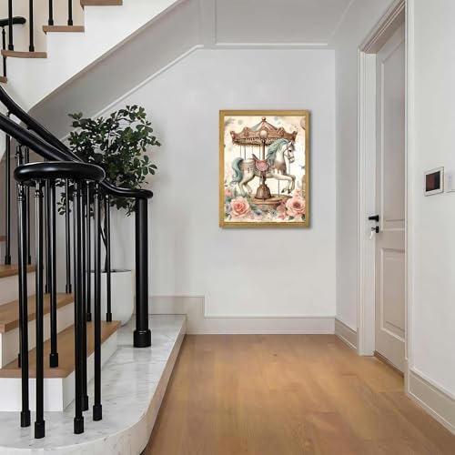 Funny Horse Diamond Art Kits for Adults Round Diamond Painting 12x16 Inch - color: DD101