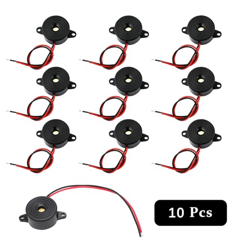 Flylin 10Pcs DC 3-24V 90dB Buzzer Alarm Electronic Sounder Continuous Beep