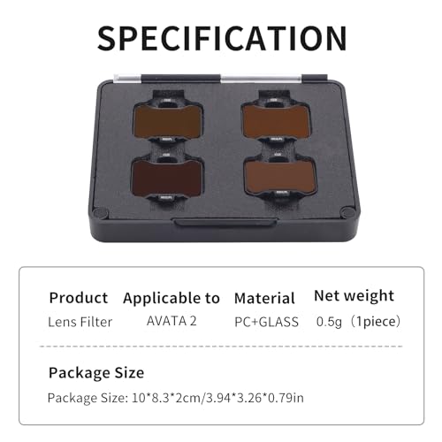 CQT Avata 2 NDPL Lens Filter Set, Multi-Coated ND Filter Camera Lens for DJI Avata 2 FPV Drone Accessories (4 Pack(ND8PL ND16PL ND32PL ND64PL))