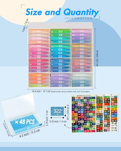forever young 48PCS Extra Large Diamond Art Storage Containers Trays&Stand - size: 48pcs Extra Large trays+Rack