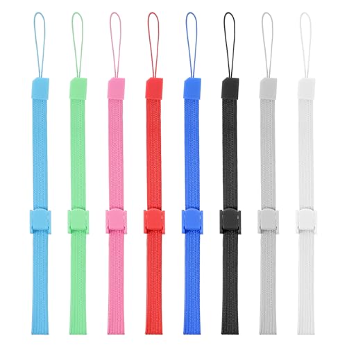 8PCS Hand Wrist Strap Adjustable Wrist Lanyard Multi Purpose Wristbands for Wii Remote Controller & Phone, Replacement Wii Accessories, Soft Polyester (Multi-Colour)