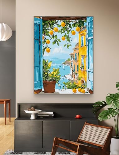 ZRIZQ Paint by Numbers Kit for Adults Beginner Landscape,Lemon Tree,16x20 - color: 16"X20"Rolled Canvas(Frameless)-Landscape 1