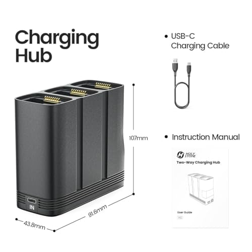 Holy Stone Battery Charging Station Compatible with HS900 HS900Pro Drone, 3-Slot Fast Charger with Storage & Power Bank Function, USB-C QC3.0 Charging Dock for HS900 Drone Batteries