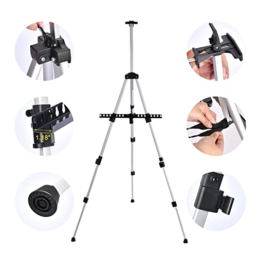 T-SIGN Portable Artist Easel Stand for Painting - Adjustable Height Painting Easel with Bag - Tabletop Art Easel for Painting Canvas Stand, Poster Stand - Metal Tripod- 66 inches (Pack of 2)