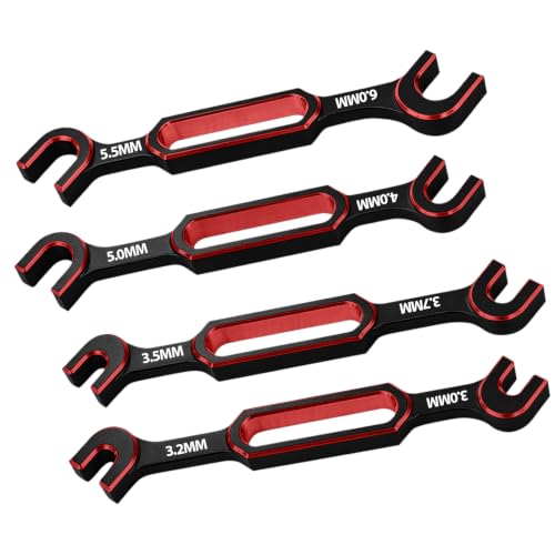 4PCS Red RC Turnbuckle Wrenches with Hex Bit Linkages Link Rod Ends - color: Red, W/ Hex Bit