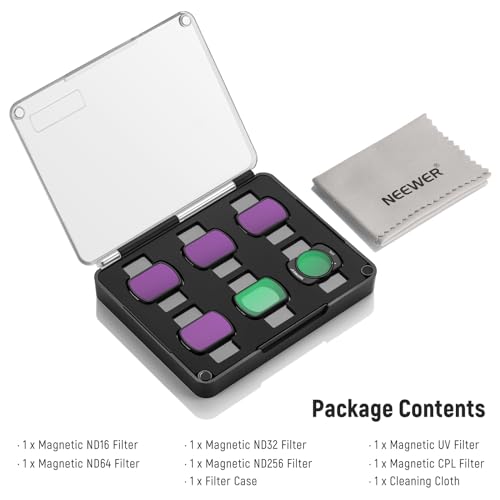 NEEWER 6 Pack ND CPL UV Filter Set Compatible with DJI Osmo Pocket 3 / Pocket 4 / Xtra Muse, Magnetic Action Camera UV ND16 ND32 ND64 ND256 Protective Neutral Density Polarizing Filter Accessories - style: 6 Pack ND+CPL+UV