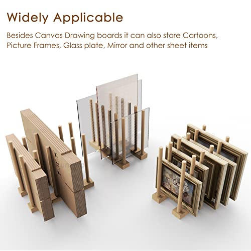 Art Storage Rack, Art Drying Rack, Wood Storage Stand for Canvas Boards, Panel, Frame, Drawing Board, Printed Matter, Paper Pad, Backing Plate (8.3" D x 15" W x 13.7" H)