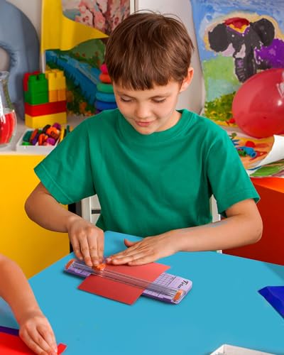 Firbon A5 Paper Cutter, Small Straight Paper Trimmer with Side Ruler - color: A5-purple