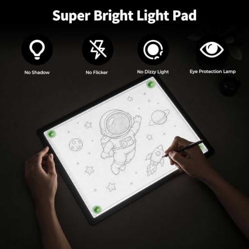 Buspher Rechargeable A4 Light pad,Bright Magnetic Light Box for tracing - size: A4(Rechargeable)