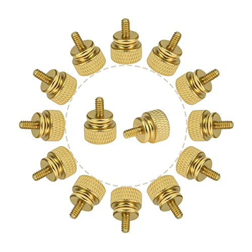 HELIFOUNER 10 Pieces 6-32 Thread, Gold Color Anodized Aluminum Computer Case Thumbscrews, Thumb Screws for Computer Case/Cover/Power Supply/Hard Drives - color: Gold (10 Pieces)