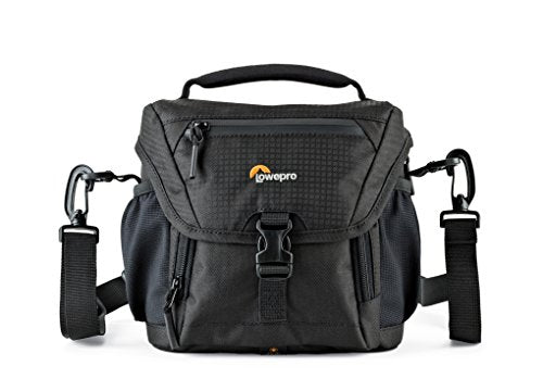 Lowepro LP37117, Nova 140AW II Camera Bag, Customizable, Portable, Fits Mirrorless with 17-85mm Attached Lens, Compact Drone, Flash, Black - size: 140AW II