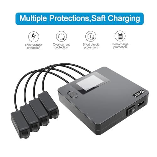 Hanatora LCD Simultaneous Charger with Storage Charge for DJI Mini 5 4 3 Pro Battery,Fast Multi Parallel 6 in 1 Display Charging Hub Drone Accessories