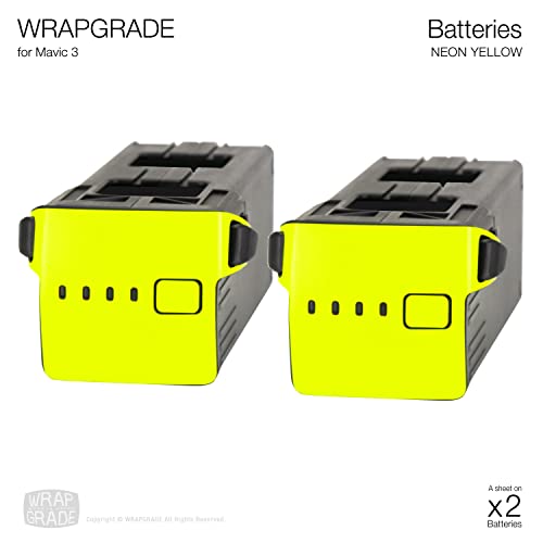 WRAPGRADE Skin Stickers for Mavic 3 Series Pro/Classic/Cine | 2 Batteries (NEON YELLOW) - color: Neon Yellow