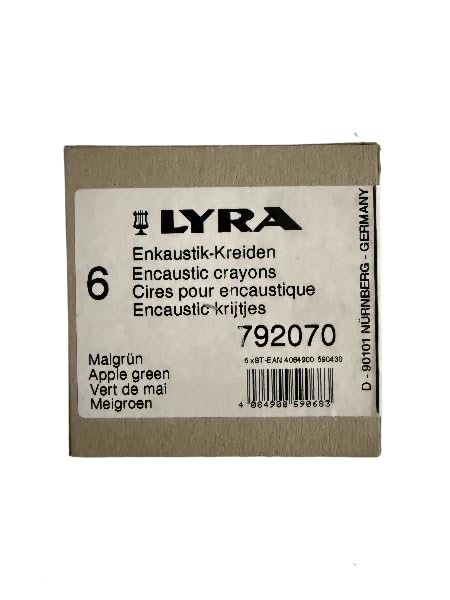 AT Surgical LYRA Encaustic Wax Color Sticks for Professional Encaustic Art (Set of 6), Handcrafted in Germany - color: Apple Green