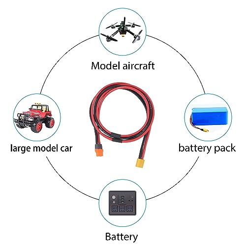 XT60I Female to XT60 Male Connector Cable with 1M 12AWG Silicon Wire for RC Lipo Battery FPV Drone(1M/3.3FT) - color: XT60 Male