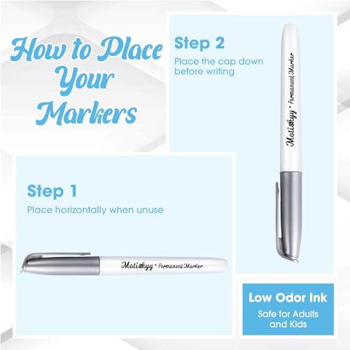 Motiskyy 12 Pcs Metallic Permanent Markers Fine Point, Silver - color: Silver