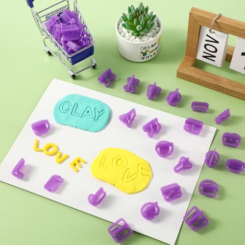 Briwooody 40 Pcs Concrete Letter Press Stamps Traditional Uppercase Letters and Numbers Stamps for Clay, Stone