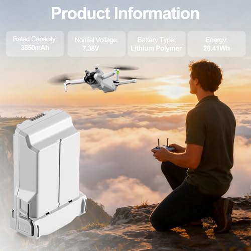 Mini 3 Pro Battery Charger Kit 2 Replacement Mini 4 Pro Drone Flight Batteries (3850mAh) and a 3 Bay Bidirectional Charging Hub Compatible with DJI Mini 3, 3 Pro, and 4 Pro Drones