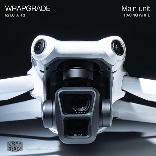 WRAPGRADE Skin Stickers Compatible with DJI Air 3 | Full Wrap (Racing White) - color: Racing White