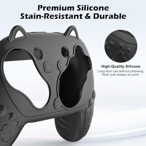 Silicone Controller Case Set Compatible with Nintendo Switch 2 Pro, Gamepad Accessories - Protective Softshell Cover with 6 Thumb Grips, Shock-Resistant & Ergonomic Comfort Grip Design (Black) - color: Black
