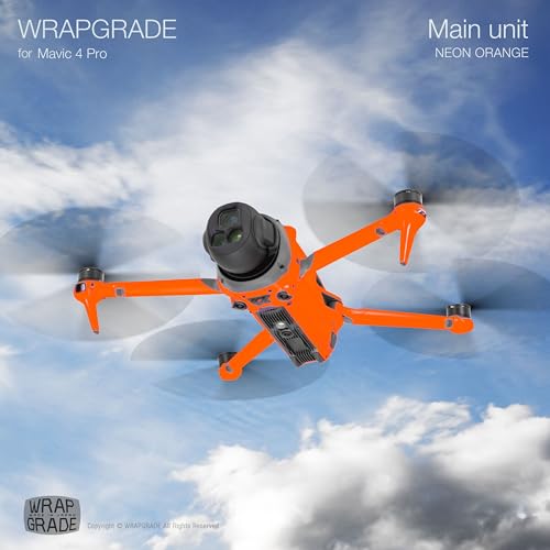 WRAPGRADE Full Wrap Skin Stickers Compatible with DJI Mavic 4 Pro (Neon Orange) - color: Neon Orange