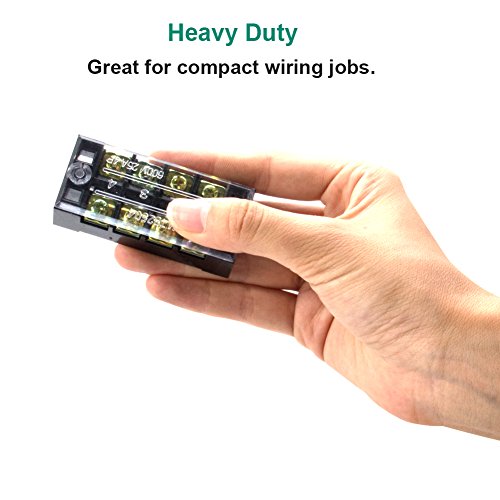 Terminal Block, 4 Circuits 600V 25A Dual Row Screw Terminal Strip, 6 Sets - size: 25A 4P+6pcs Jumpers