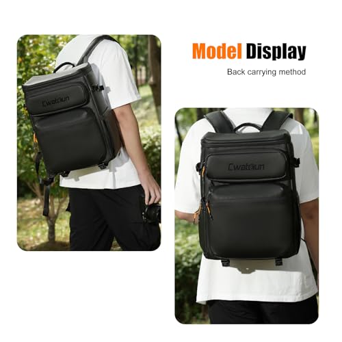Cwatcun Camera Backpack, Professional DSLR/SLR/Mirrorless Camera Bag with Tripod Holder & Drone/Laptop Compartment, Waterproof Multifunction Photography Backpack Compatible with Canon/Nikon/Sony/DJI