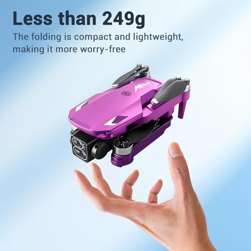 Drones with Camera for Adults 2k One-Key Take Off/Landing FPV RC Drone with Camera for Beginners Headless Mode, 3 Speeds, 360° Flip, 2 Batteries Mini Drone for Adults Purple - color: Purple