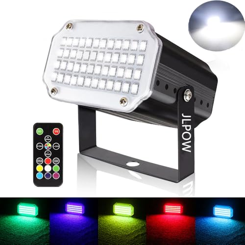 Halloween Strobe Light with Remote, JLPOW Sound Activated Mini Strobe Lights Super Bright 48 RGB LED, Remote Control Flash Stage Lighting, Best for DJ Party Show Club Disco Halloween