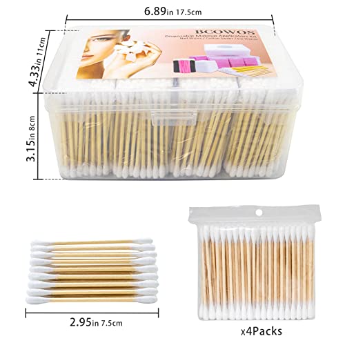Bcowos 3" Bamboo Cotton Swabs With Storage Case, Double Tips, 800 Count - size: 800