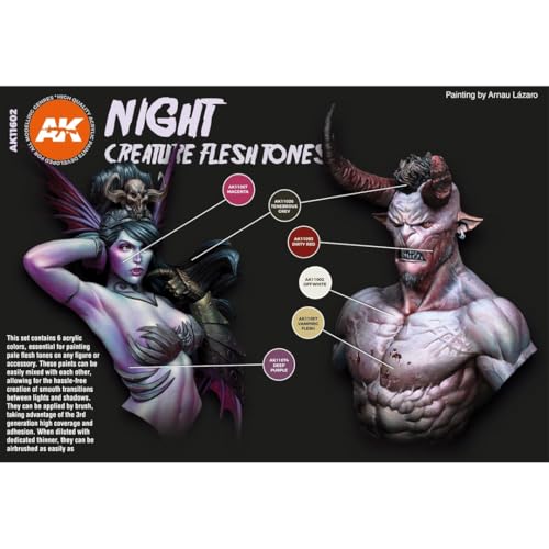 AK Interactive Night Creatures Flesh Tones - Plastic Model Building Paints and Accessories # 11602