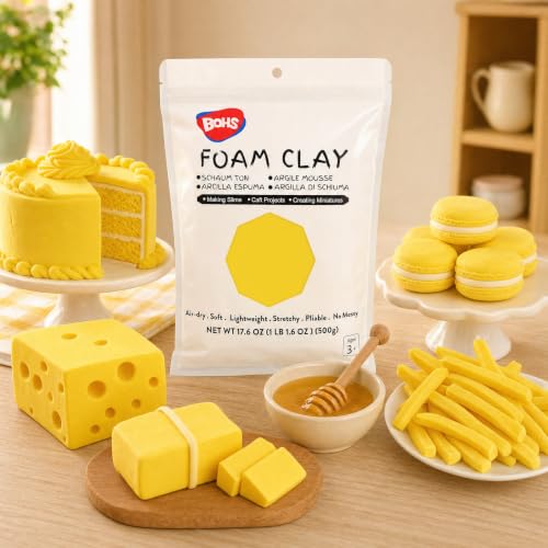 BOHS Foam Clay, Yellow Air Dry Modeling Clay, 1.1 lb - color: Yellow, size: 500 g