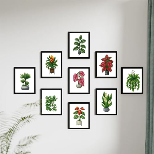 Aestalrcus Plants Small Diamond Art Kits for Adults, 16 Pcs, 6.7x8.3 Inch - color: Green Plants