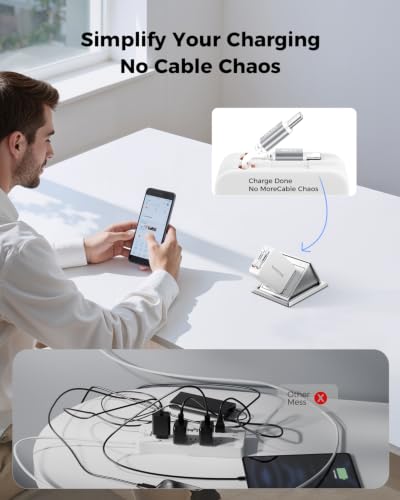 SUPERONE 4-in-1 Retractable Wall Charger with Dual USB C & Apple Cables
