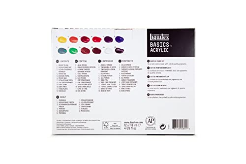 Liquitex BASICS Acrylic Paint Set, 12 x 118ml (4-oz) Tube Paint Set - size: 48 Fl Oz (Pack of 1), style: 12 x 118ml (4-oz)