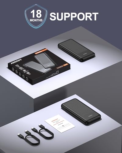 2-Pack Power Bank, 10000mAh 22.5W Fast Charging Portable Charger - color: Black & Black