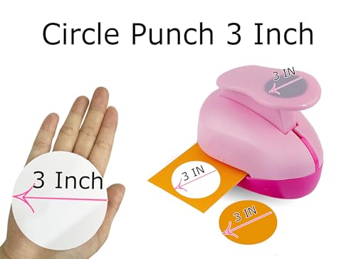 Circle Punch 3 Inch Craft Hole Paper Punch Pink - Extra Large 75mm Circle Hole Round Punchers for Cardstock, Gift Wrapping, Greeting Cards and Scrapbook - color: Pink, size: Circle-3 Inch