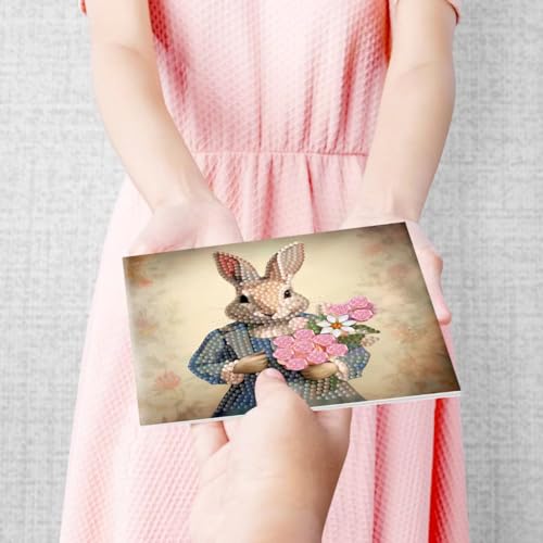 ycyingcheng Easter Diamond Painting Greeting Cards, 5D Rhinestone Art Greeting Card Handmade Easter Card Making Kit for Holidays Festival Craft Gift Your Girlfriend Birthday Christmas Easter Wedding Invitation (DP070) - color: DP070