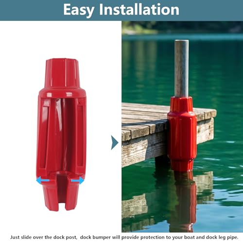 Dock Bumpers for Poles 2/4/6 Pack, Dock Post Bumpers 2" Diameter, Dock Bumpers for Docking Pole Bumpers for Post Slip-on Vertical Soft UV-Resistant Marine Grade Vinyl Black/White/Blue/Grey/Red/Purple - style: Red-2 Pack