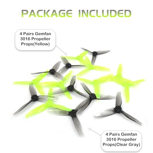 GEMFAN 3016 3-Blade 3inch Propeller Props for FPV Drone(Gray+Yellow) - color: Gray+yellow