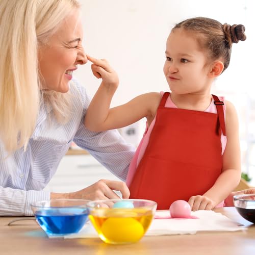 6 Pack Kids Apron bulk with 2 Pockets Adjustable Chef Art Apron Kids Painting Aprons for Cooking Baking Painting Crafting Grilling Activity(Red) - color: Red, size: 6 PCS