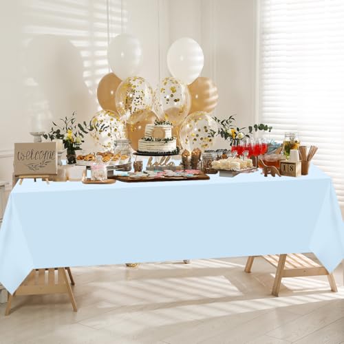 CMUSKO 54 x 108 Inch Blue Tablecloths-5Pcs Gradient Blue Ocean Under The Sea Theme Plastic Table Covers for Birthday,Baby Shower,Wedding - color: Blue