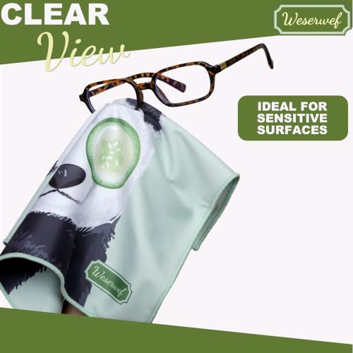 WESERWEF Design Microfiber Glasses Cleaning Cloth – Premium Cleaning Cloth for Eyeglasses, Screens, Tablets, Cameras & Lenses, 12" x 12", Ultra-Soft & Scratch-Free (Panda) - color: panda