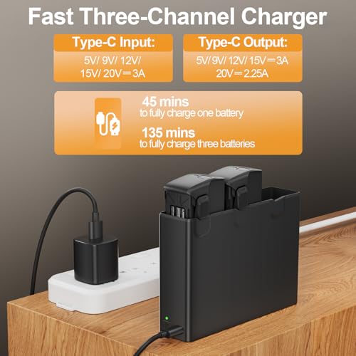 Avata 2 Battery 2 Pack with Charging Station, 2150mAh Intelligent Flight Avata 2 Battery Replacement and Two-Way Charging Hub, 23 Minutes of Max Flight Time Compatible with DJI Avata 2 Drone
